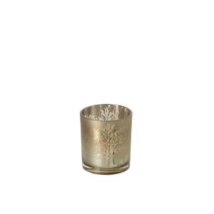 CANDLE HOLDER FOREST GLASS TAUPE SMALL