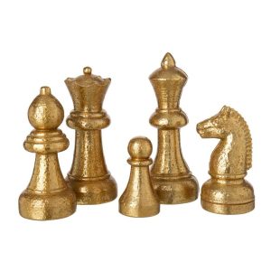 SET OF 5 CHESS PIECE 5 POLYRESIN GOLD