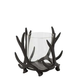 TEALIGHT HOLDER DEER ALUMINIUM BLACK