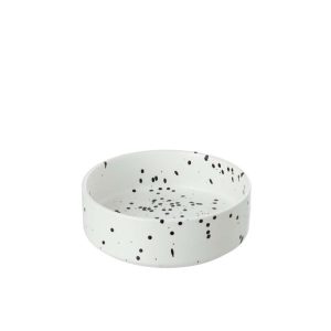 BOWL DOTS STONEWARE WHITE/BLACK
