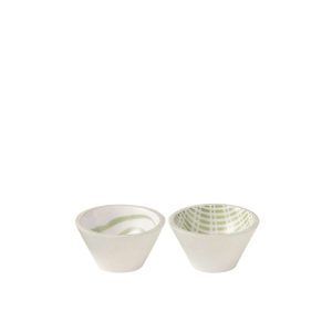 BOWL MANGO WOOD GREEN/WHITE SMALL ASSORTMENT OF 2