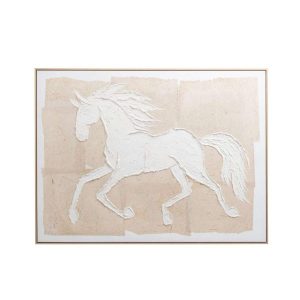 PAINTING HORSE ACRYLIC BEIGE/WHITE