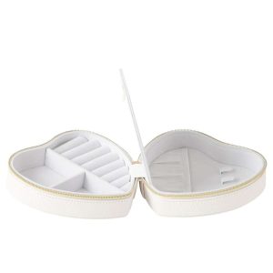 JEWELLERY BOX HEART ARTIFICIAL LEATHER WHITE