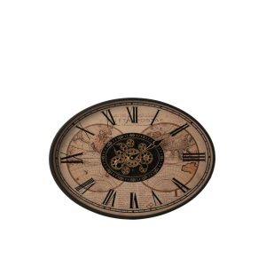 WALL CLOCK OVAL METAL BLACK/BEIGE