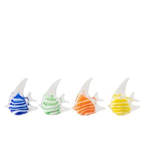 PAPERWEIGHT FISH STRIPED GLASS MULTICOLORED ASSORTMENT OF 4