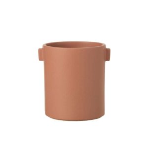 FLOWER POT HANDLE STONEWARE PEACH