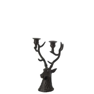 CANDLE HOLDER DEER ALUMINIUM BLACK