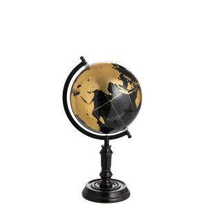 GLOBE ON FOOT WOOD BLACK/GOLD MEDIUM