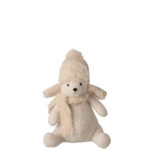 BEAR SITTING POLYESTER LIGHT BEIGE