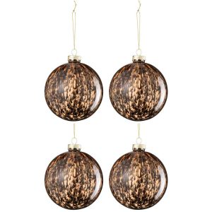 BOX OF 4 CHRISTMAS BAUBLE SPOTS GLASS BROWN/BLACK LARGE