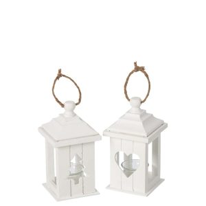 LANTERN FIR WOOD WHITE ASSORTMENT OF 2