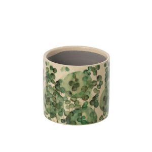 FLOWERPOT CERAMIC DARK GREEN/ECRU MEDIUM