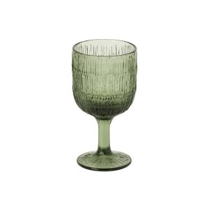 WINE GLASS RIBBED GLASS GREEN