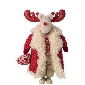 MOOSE COAT POLYESTER CHRISTMAS RED/BEIGE