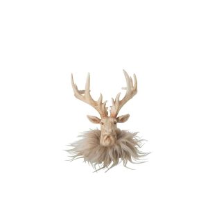 REINDEER HEAD POLYRESIN LIGHT BEIGE SMALL