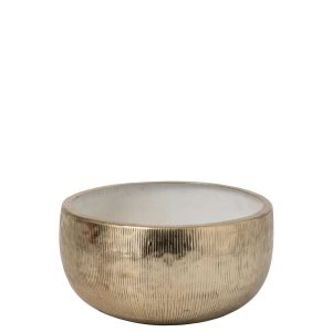 DECORATIVE BOWL STRIPED ALUMINIUM GOLD/WHITE