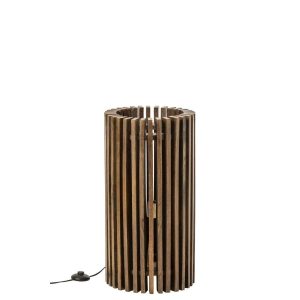 TABLE LAMP RIBBED MANGO WOOD DARK BROWN