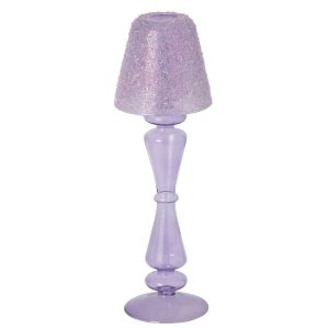 TEALIGHT HOLDER FROZEN FINISH GLASS LIGHT PURPLE LARGE