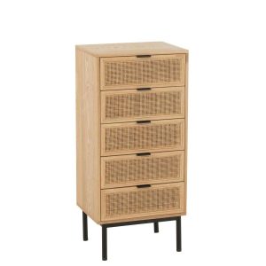 CABINET 5 DRAWERS MDF/METAL NATURAL/BLACK