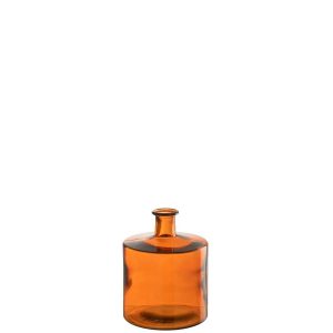 VASE WIDE GLASS ORANGE SMALL