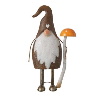 GNOME MUSHROOM METAL TAUPE/ORANGE LARGE