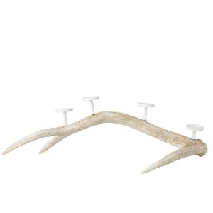 CANDLE HOLDER ANTLERS POLYRESIN LIGHT BEIGE SMALL