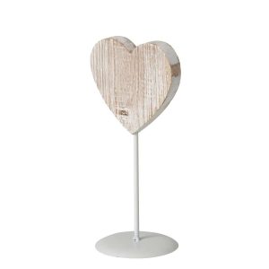 HEART ON BASE WOOD OFF-WHITE SMALL