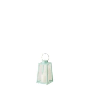 LANTERN +  CANDLE LED GLASS TURQUOISE SMALL