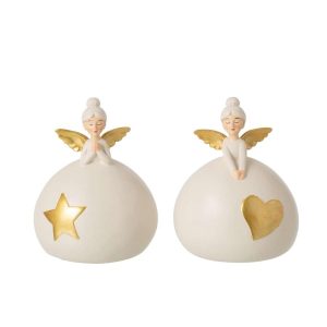 ANGEL HEART + STAR POLYRESIN GOLD/LIGHT BEIGE LARGE ASSORTMENT OF 2