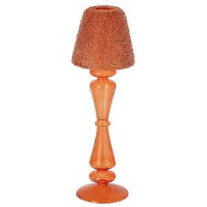 TEALIGHT HOLDER BEADS GLASS ORANGE LARGE