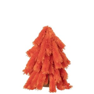 CHRISTMAS TREE FLUFFY POLYESTER DARK ORANGE SMALL