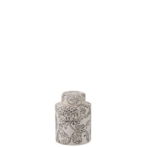 JAR DECORATIVE ZEN PORCELAIN WHITE/BLACK SMALL