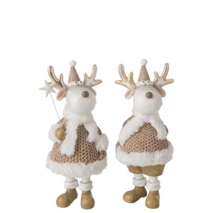 REINDEER WINTER CLOTHES POLYRESIN WHITE/BEIGE LARGE ASSORTMENT OF 2