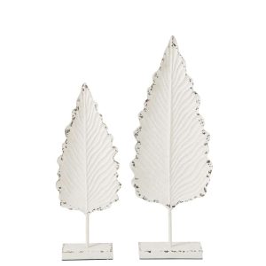 SET OF 2 LEAF IRON WHITE