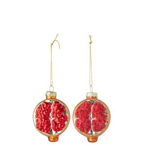 HANGER POMEGRANATE GLASS RED/ORANGE ASSORTMENT OF 2