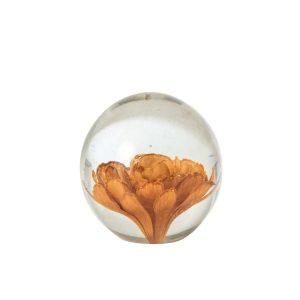 PAPERWEIGHT BALL FLOWERS GLASS BRONZE MEDIUM