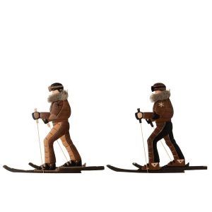 WALL OBJECT SKIER METAL DARK BROWN/BLACK ASSORTMENT OF 2