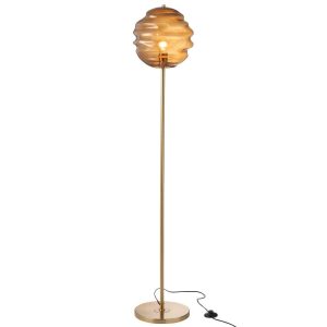 FLOOR LAMP HONEYCOMB GLASS BROWN