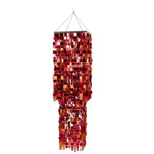 LAMP SHADE SEQUIN SQUARE PET PINK/ORANGE