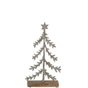 CHRISTMAS TREE ON BASE STAR ALUMINIUM OFF-WHITE/NATURAL SMALL