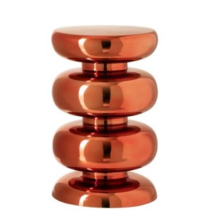 STOOL SHINY ROUND METAL NEON ORANGE