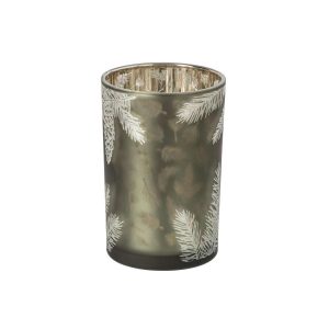 TEALIGHT HOLDER PINECONE GLASS DARK GREEN LARGE