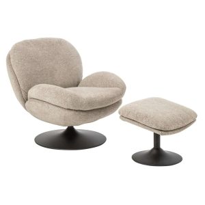 LOUNGE CHAIR + FOOTSTOOL MATEL BEIGE