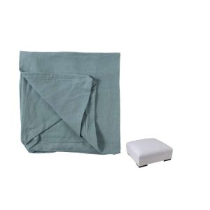 COVER FOR POUF MONACO LINEN JEANS BLUE