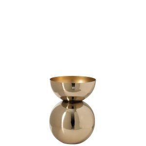 VASE SHINY ROUND METAL GOLD SMALL