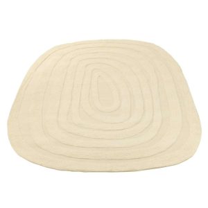 RUG OVAL CURVED STRIPES WOOL CREAM