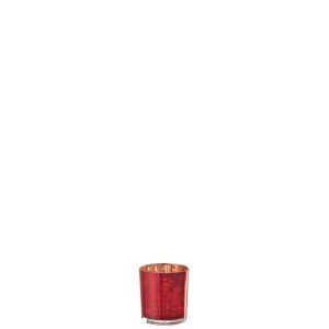 TEALIGHT HOLDER FLOWERS GLASS RED SMALL