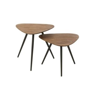 SET OF 2 TABLES TRIANGLE RECYCLE TEAK NATURAL