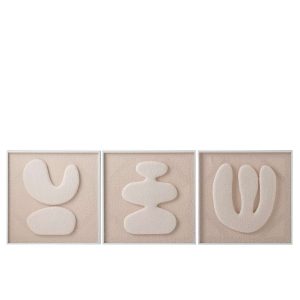 PAINTING MDF ECRU/WHITE ASSORTMENT OF 3