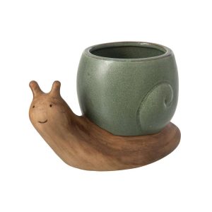 FLOWERPOT SNAIL STONEWARE BEIGE/GREY-GREEN
